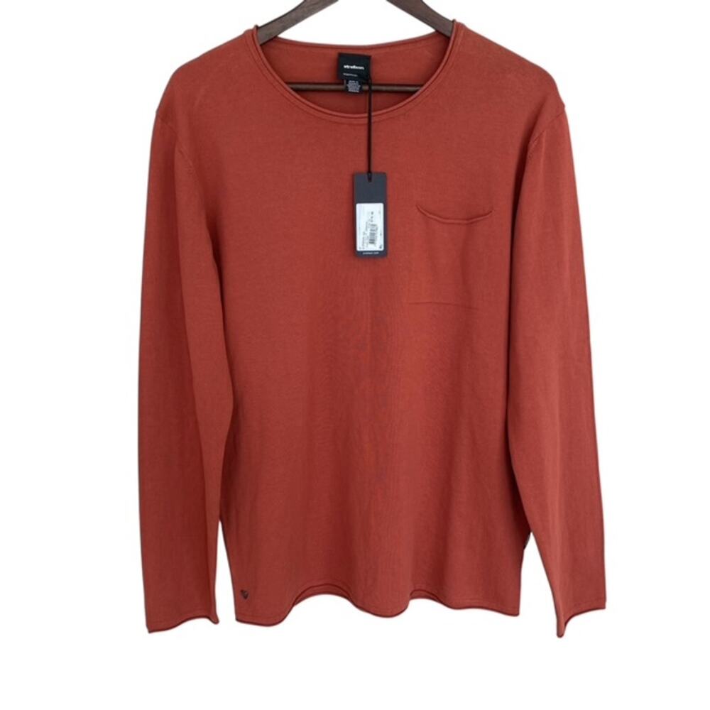Strellson Cotton Apricot Crewneck Raw Hem Pullover - XL